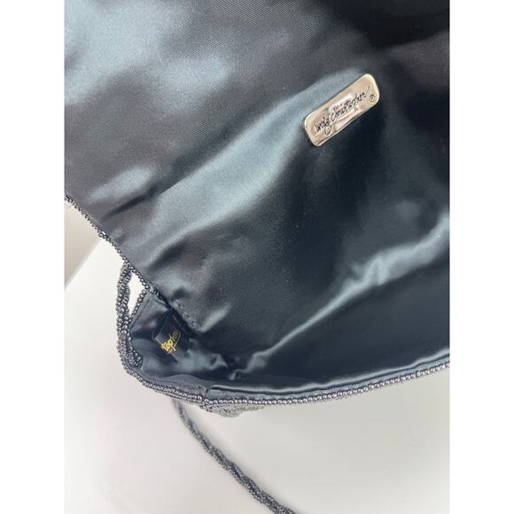 INGE CHRISTPHER Beaded Shoulder Bag Clutch Gray Silver Black Eveningwear Formal - Picture 8 of 8